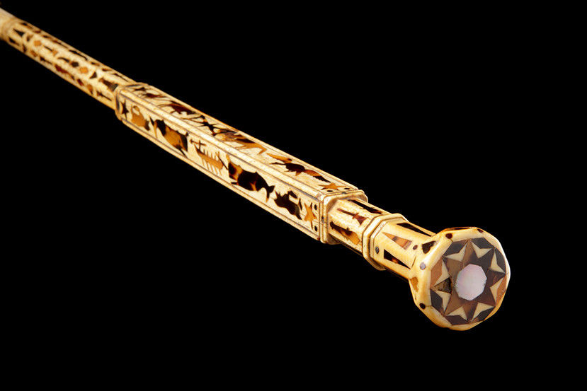 An Exceptional North American Sailors Scrimshaw Whalebone Walking Cane